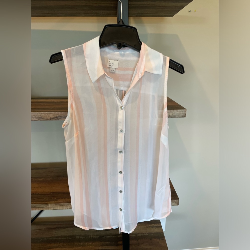 Target Coral and White Striped Tank